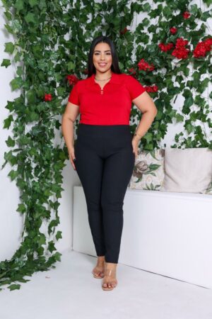 Legging Jeans Malha Cotton Preto liso Plus Size feminina