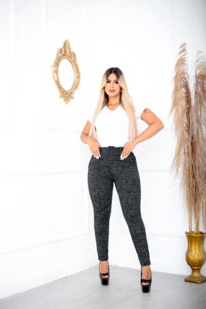 Calça leggings feminino skinny jackar mesclas Preta tecido linho com cinto fixo com muito elastano