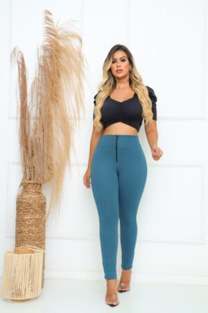 Calça Skiny em Jackar Linho Cor Verde Bandeira