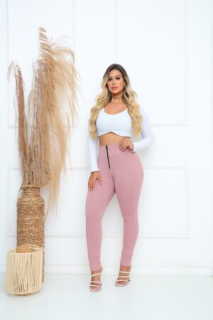 Calça Skiny em Jackar Linho Cor Rosé