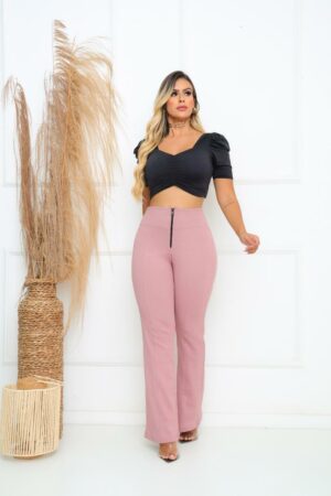 Calça Flare Jackar Linho Cor Rosé