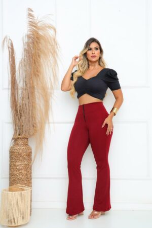 Calça Flare Jackar Linho Cor Marsala