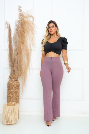 Calça Flare Jackar Linho Cor Lavanda