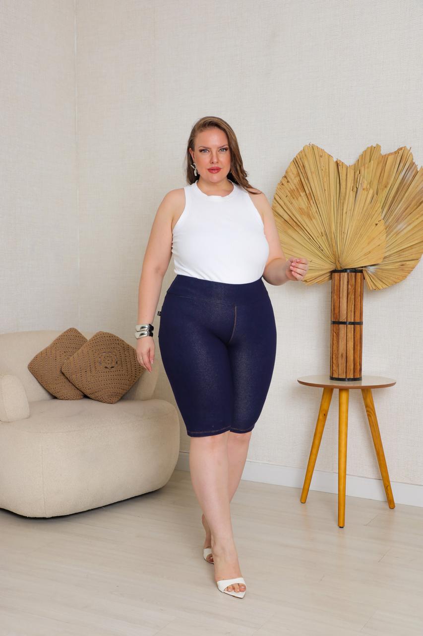 Bermudas imitação de jeans Cor azul jeans