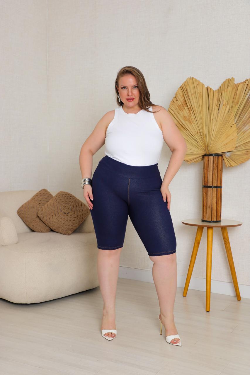 Bermudas imitação de jeans Cor azul jeans - Imagem 4