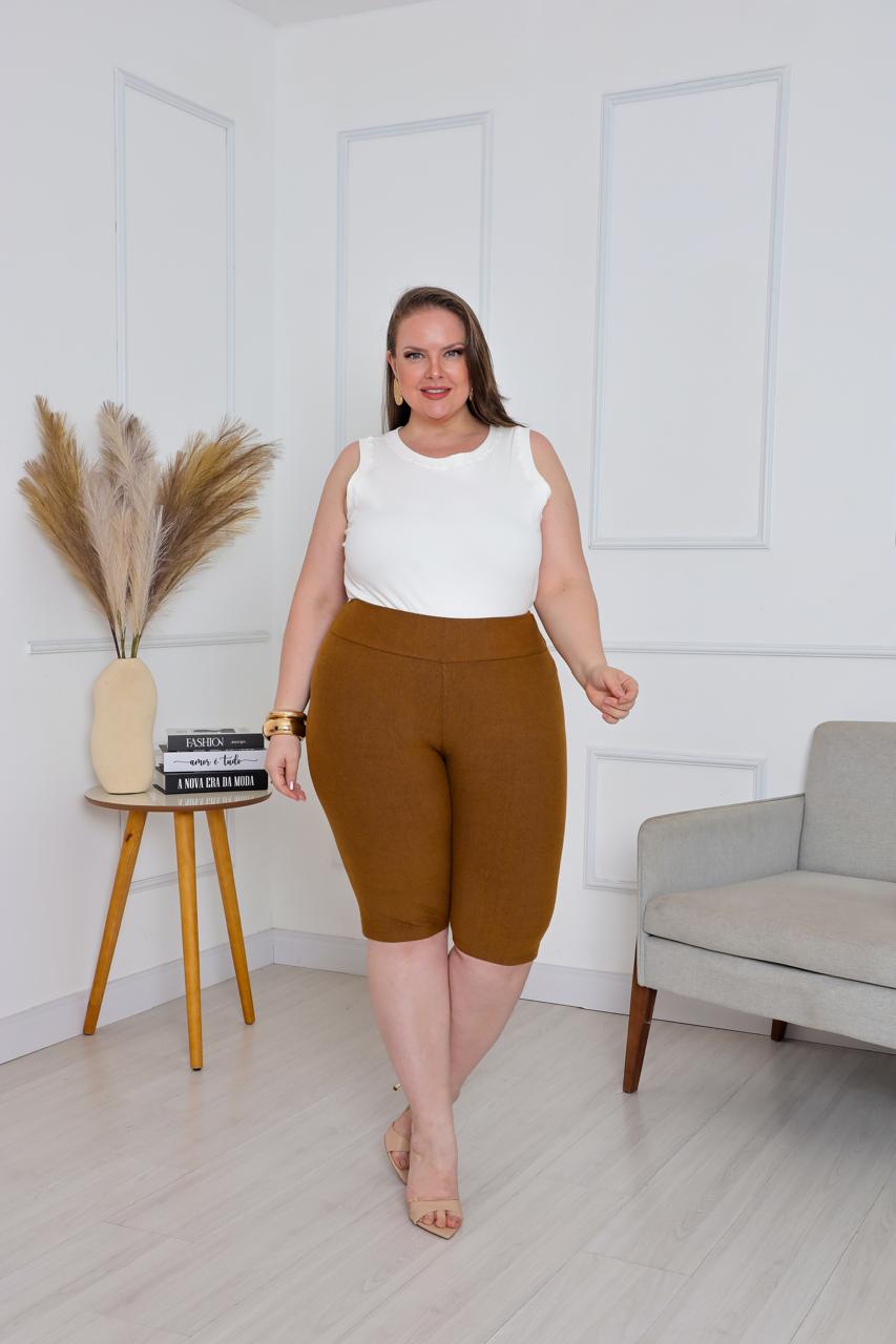 Bermudas imitação de jeans Cor Caramelo - Imagem 2