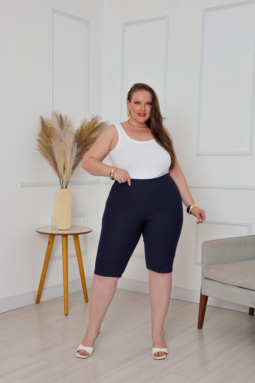 Bermudas imitação de jeans Cor Azul Marinho