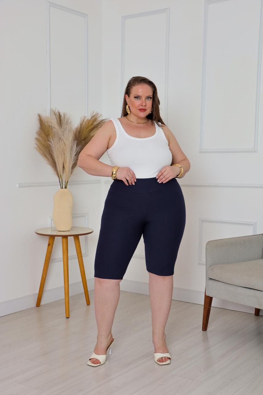 Bermudas imitação de jeans Cor Azul Marinho - Imagem 3