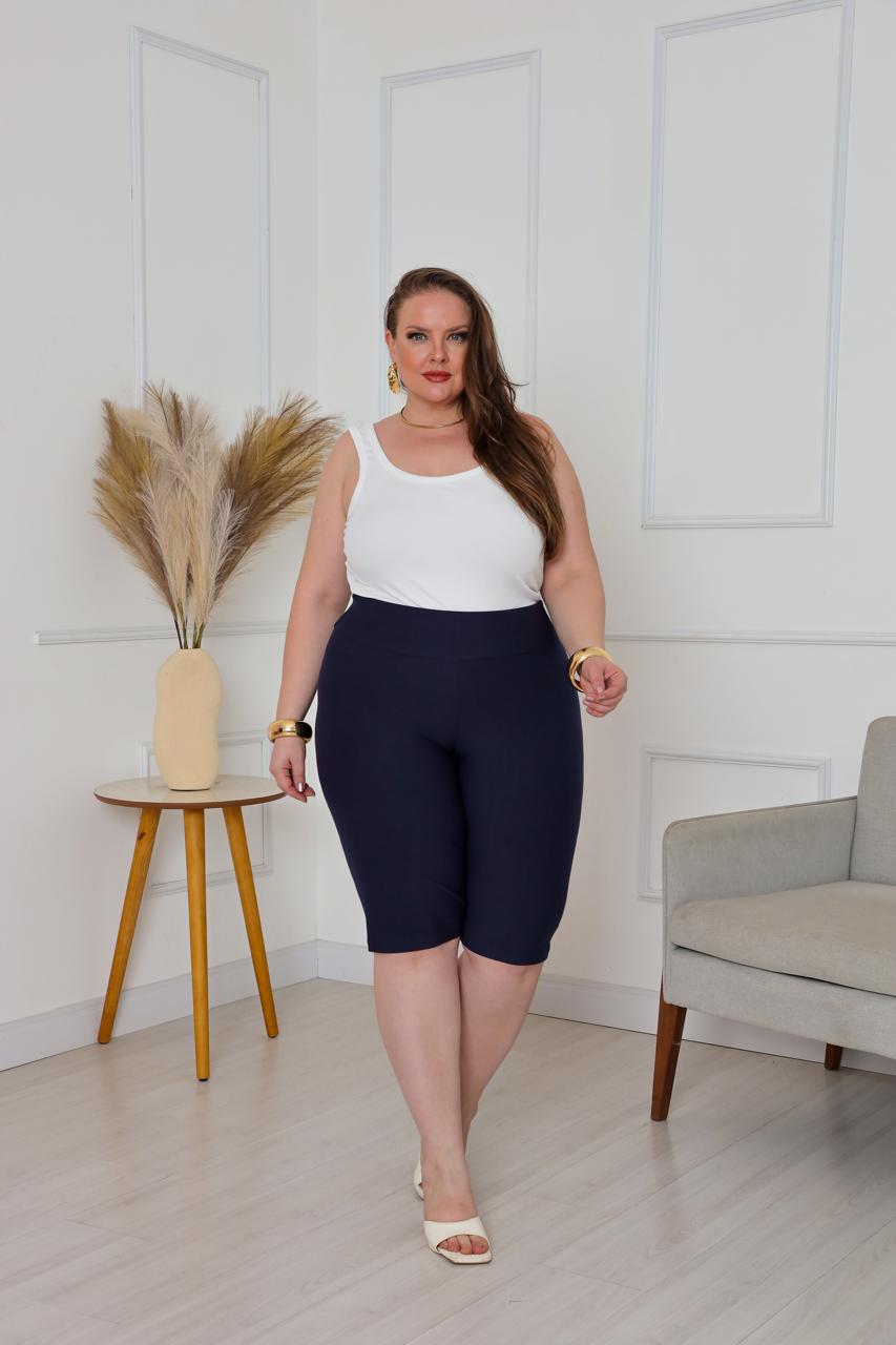 Bermudas imitação de jeans Cor Azul Marinho - Imagem 7