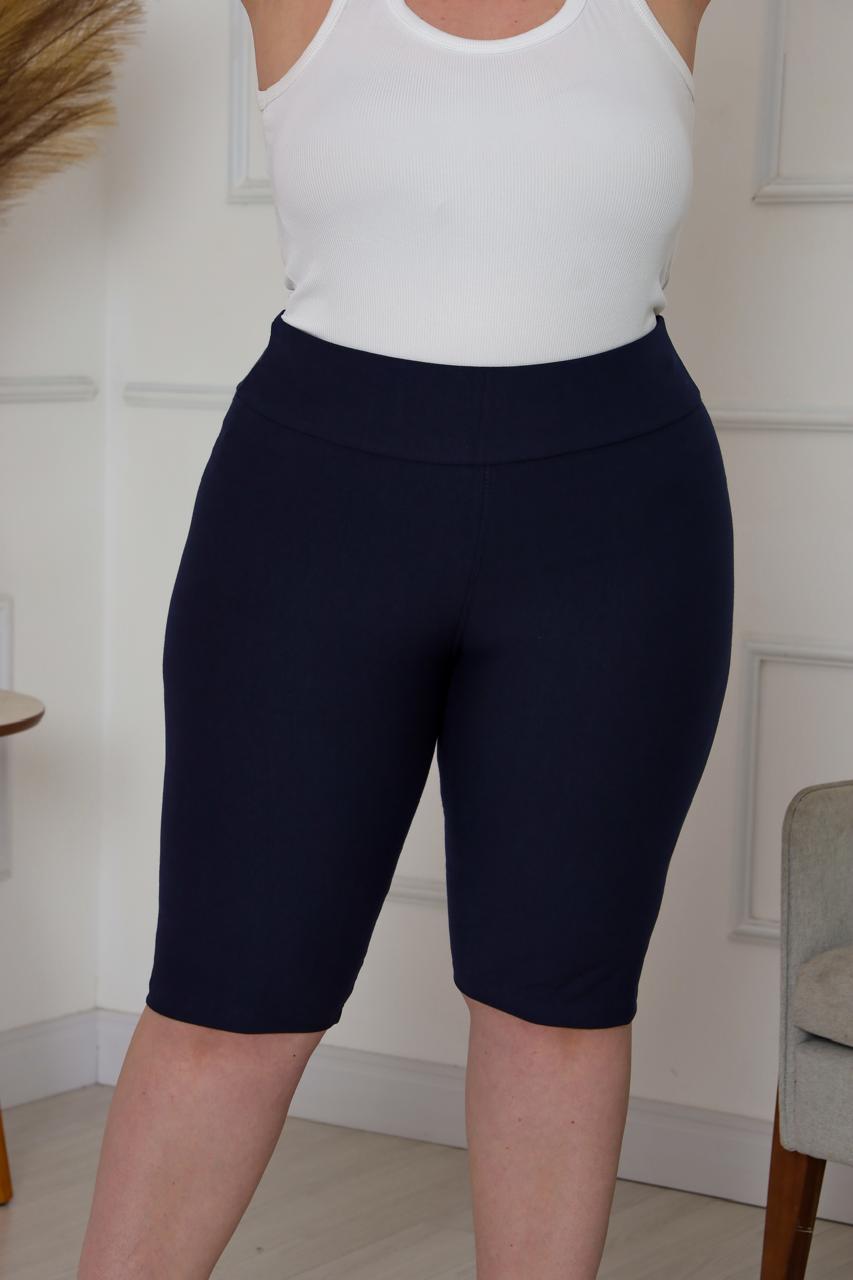 Bermudas imitação de jeans Cor Azul Marinho - Imagem 6