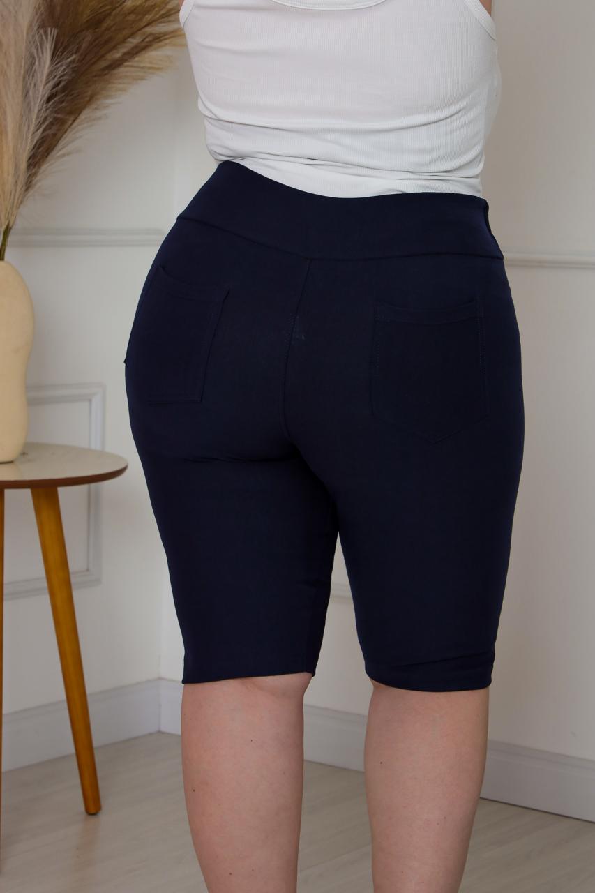 Bermudas imitação de jeans Cor Azul Marinho - Imagem 5