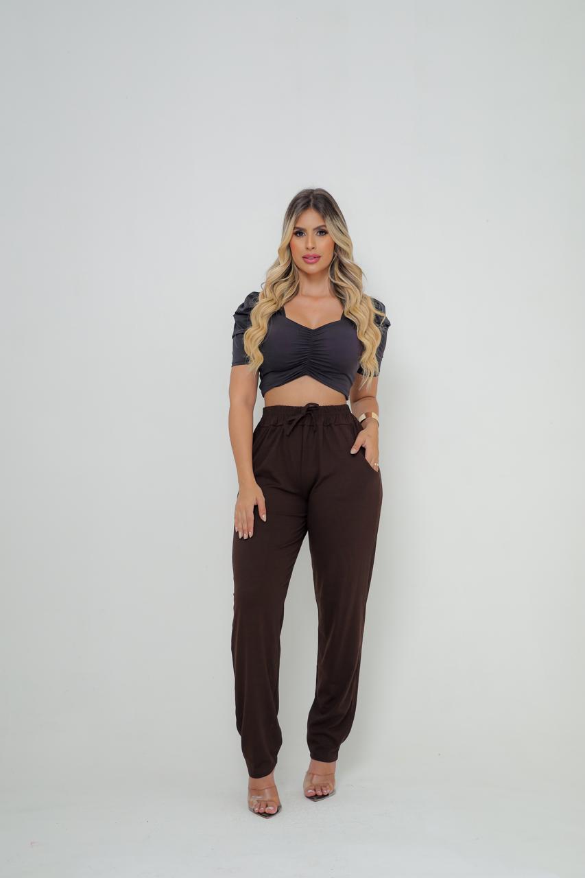 Calça feminina VISCOLYCRA Cor Marron - Imagem 4