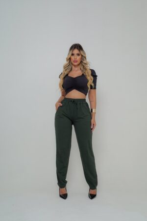 Calça feminina VISCOLYCRA Cor verde militar